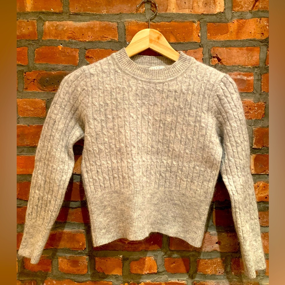 Gray Wool Cable Crop Sweater